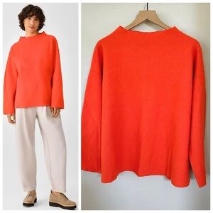 EILEEN FISHER L Lightweight Boiled Wool Box-Top in Responsible Wool Marmalade